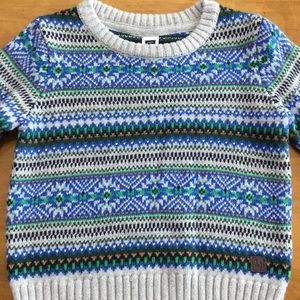 Janie & Jack Fair Isle Crewneck Pullover Sweater, Blue Gray Green Boys 18-24m